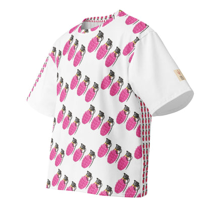 Bubblegum Pink Grenades Oversized Cotton T-Shirt - rubberchicken.studio