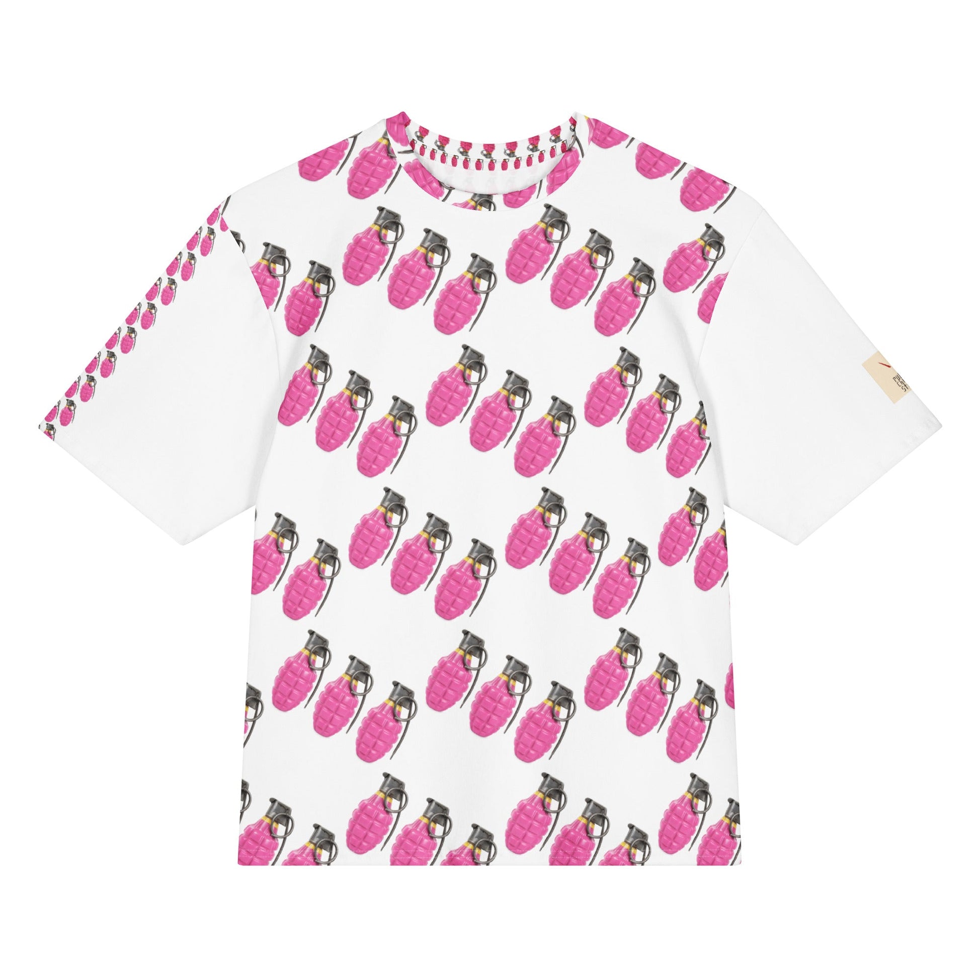Bubblegum Pink Grenades Oversized Cotton T-Shirt - rubberchicken.studio