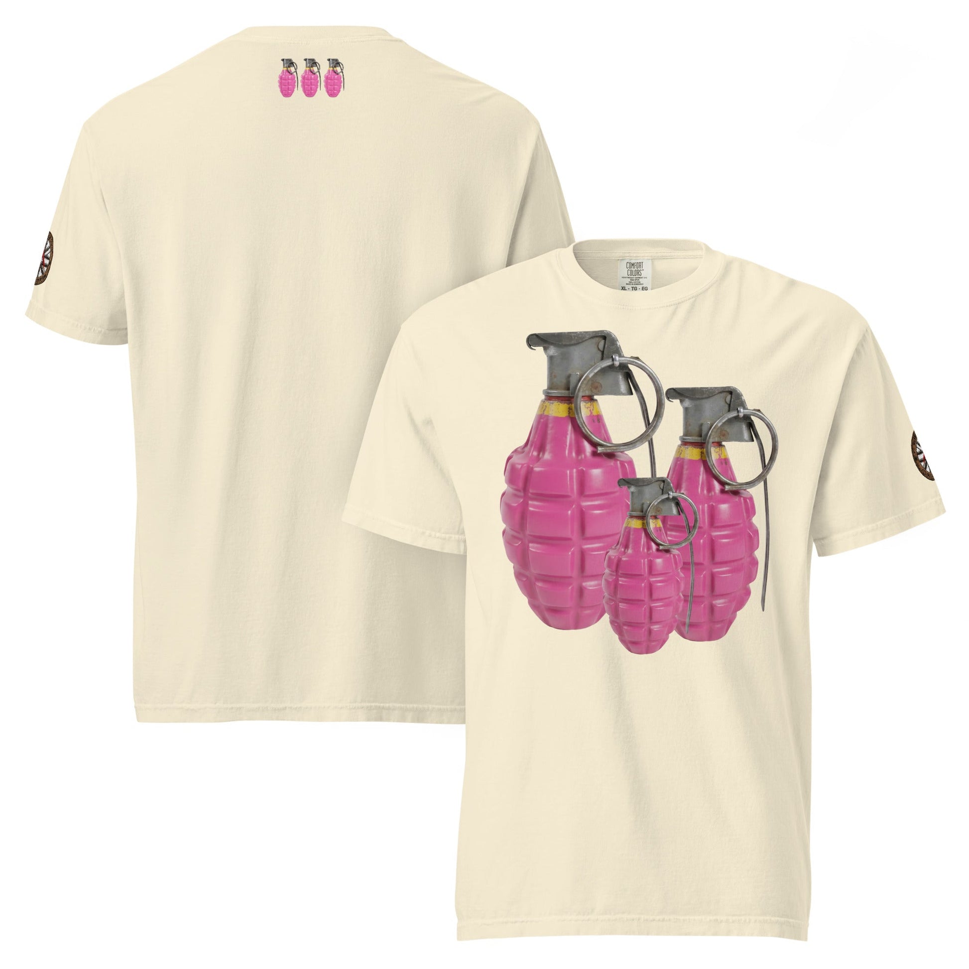 Bubblegum Pink Grenades Trio T-Shirt - rubberchicken.studio