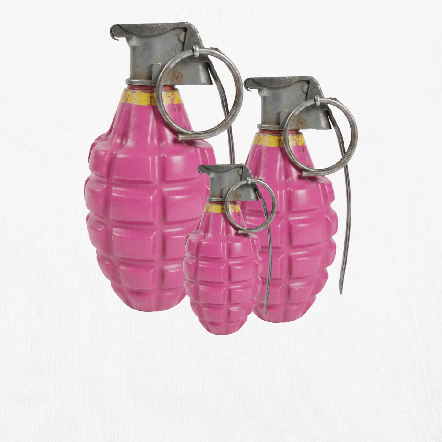 Bubblegum Pink Grenades Trio T-Shirt - rubberchicken.studio