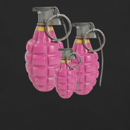 Bubblegum Pink Grenades Trio T-Shirt - rubberchicken.studio