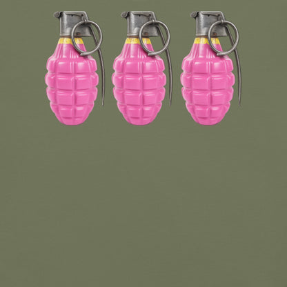 Bubblegum Pink Grenades Trio T-Shirt - rubberchicken.studio