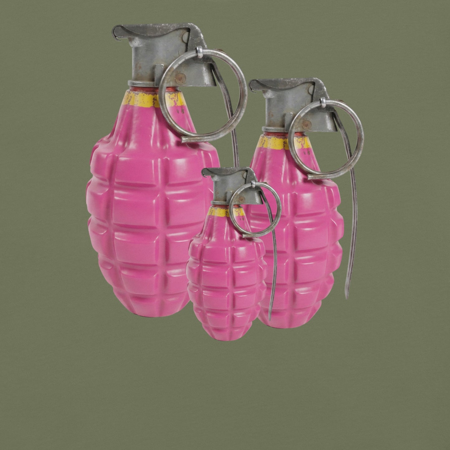 Bubblegum Pink Grenades Trio T-Shirt - rubberchicken.studio