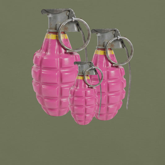 Bubblegum Pink Grenades Trio T-Shirt - rubberchicken.studio