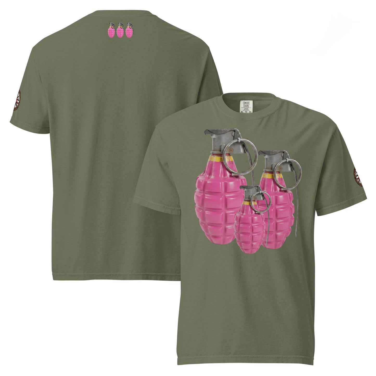Bubblegum Pink Grenades Trio T-Shirt - rubberchicken.studio
