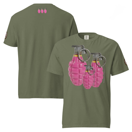 Bubblegum Pink Grenades Trio T-Shirt - rubberchicken.studio
