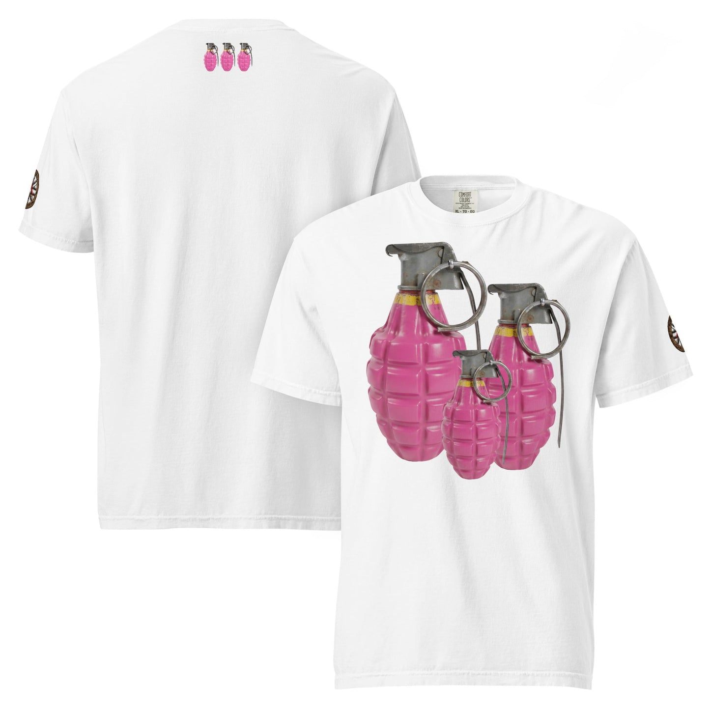 Bubblegum Pink Grenades Trio T-Shirt - rubberchicken.studio
