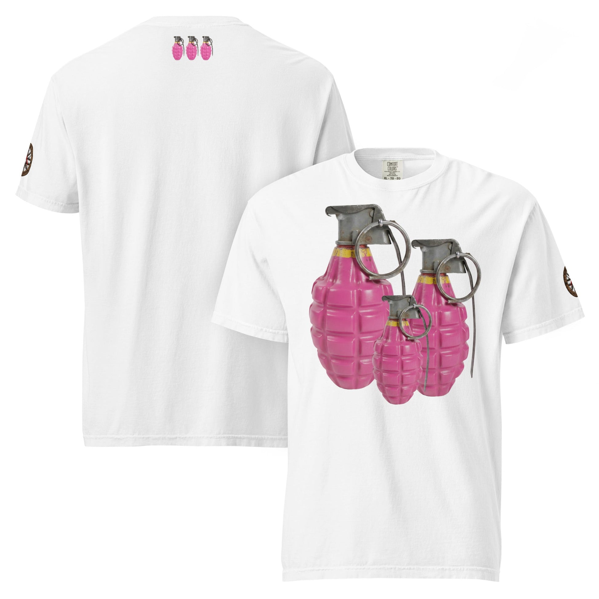 Bubblegum Pink Grenades Trio T-Shirt - rubberchicken.studio