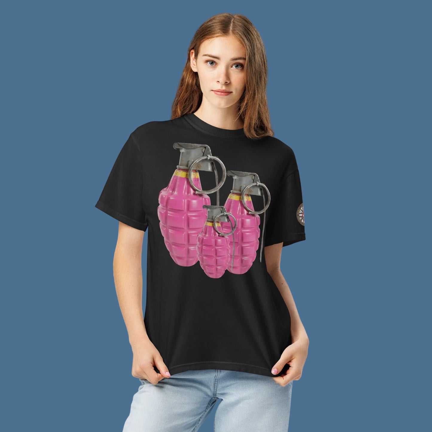 Bubblegum Pink Grenades Trio T-Shirt - rubberchicken.studio