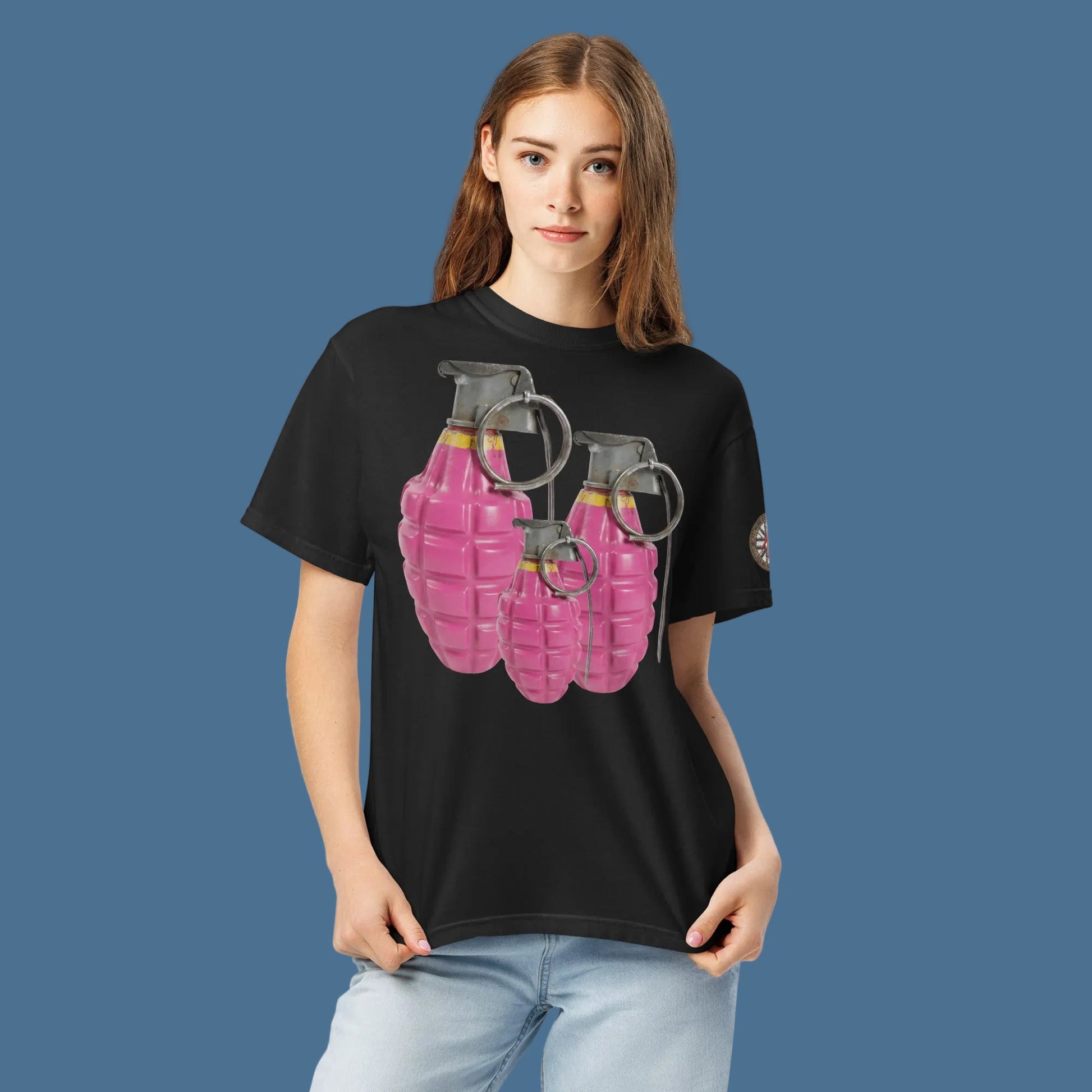Bubblegum Pink Grenades Trio T-Shirt - rubberchicken.studio