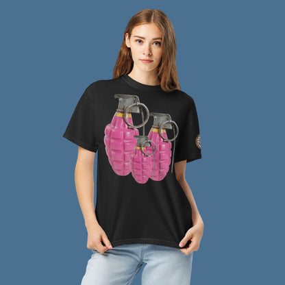 Bubblegum Pink Grenades Trio T-Shirt - rubberchicken.studio