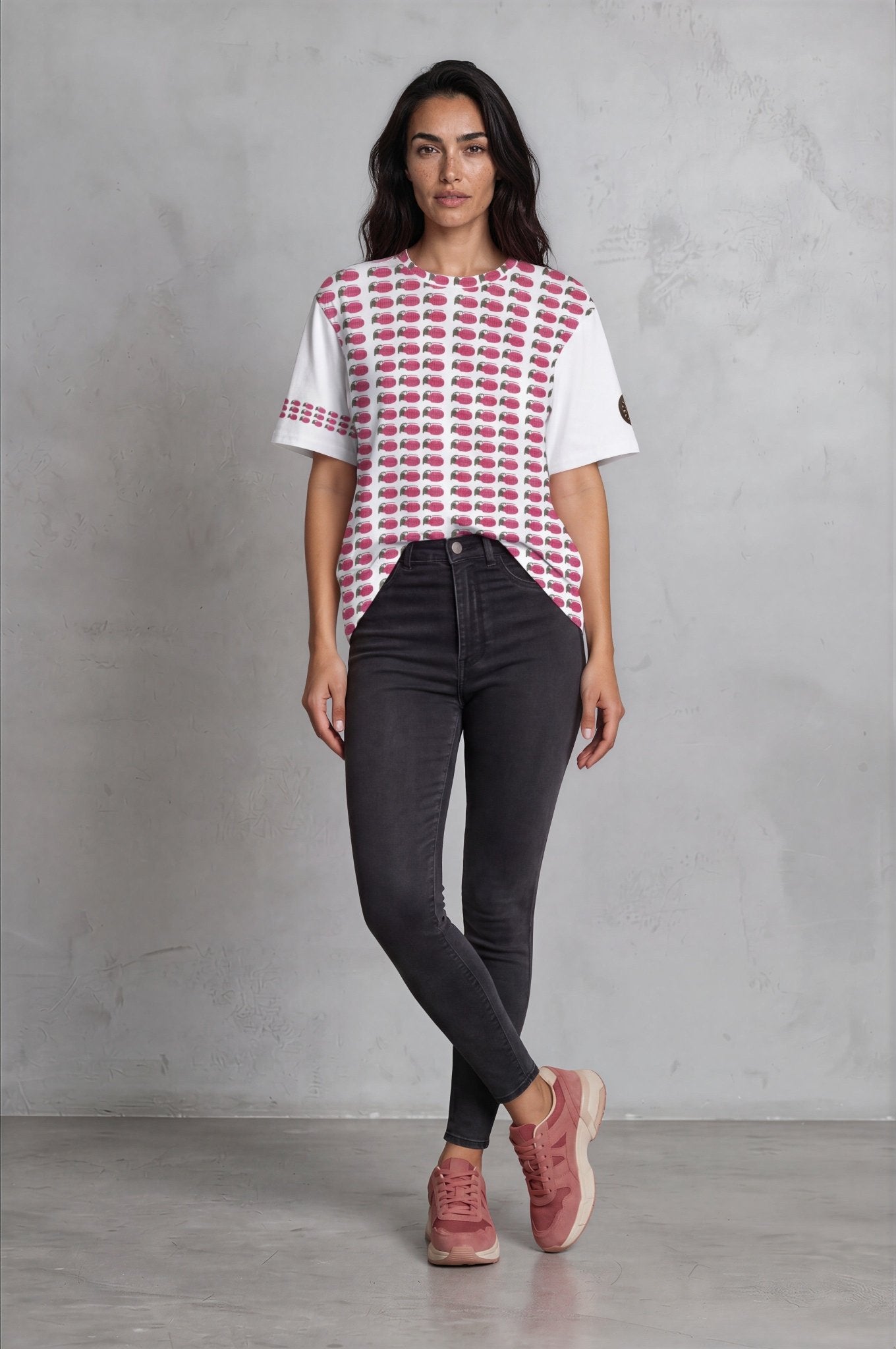 Bubblegum Pink Multi Grenades Oversized Cotton T-Shirt - rubberchicken.studio