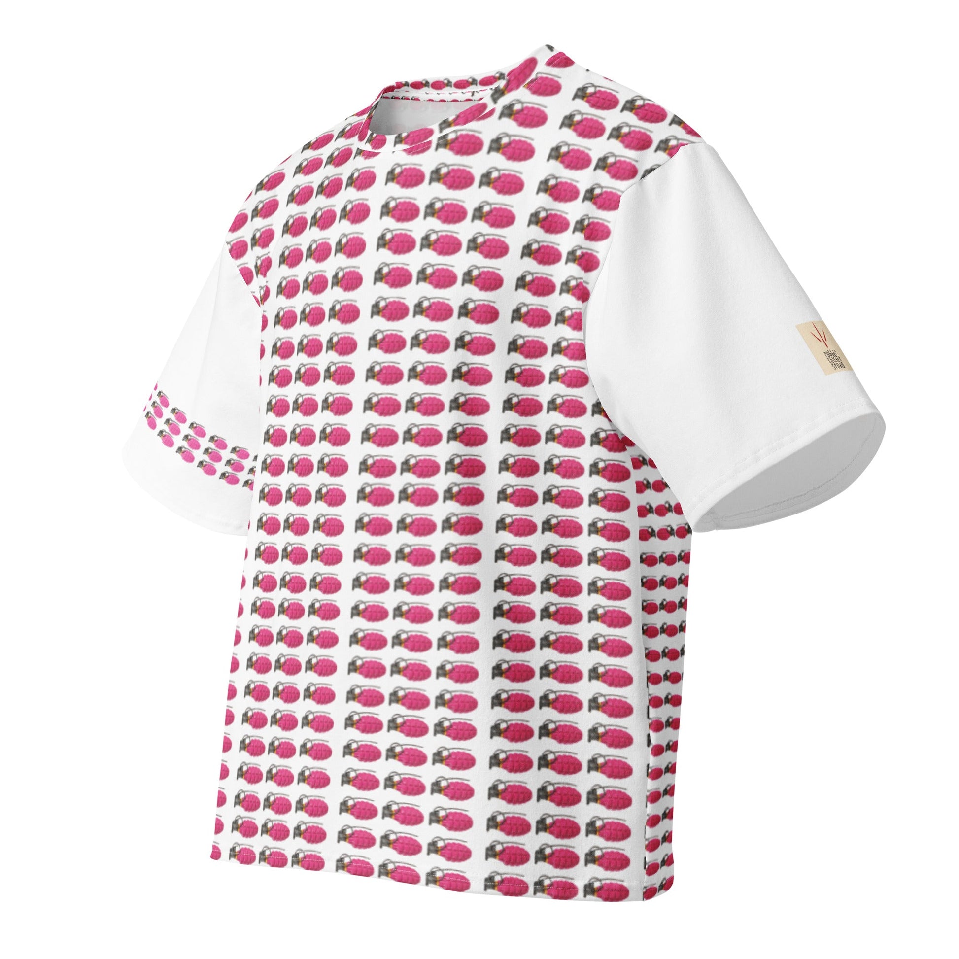 Bubblegum Pink Multi Grenades Oversized Cotton T-Shirt - rubberchicken.studio
