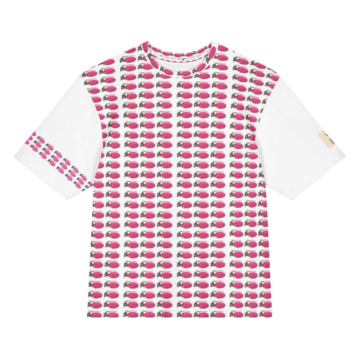 Bubblegum Pink Multi Grenades Oversized Cotton T-Shirt - rubberchicken.studio