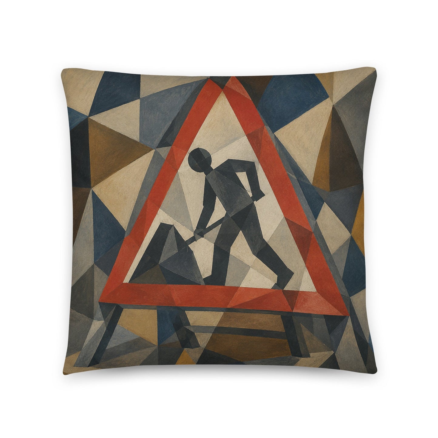 Cubist Men At Work cotton cushion cover - Perfect for Campervans - rubberchicken.studio