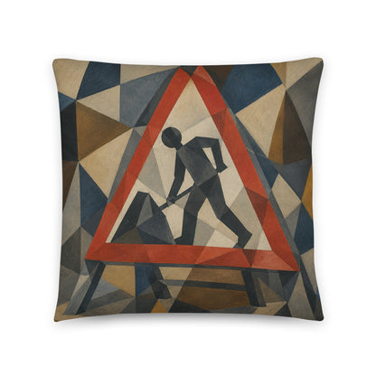 Cubist Men At Work cotton cushion cover - Perfect for Campervans - rubberchicken.studio