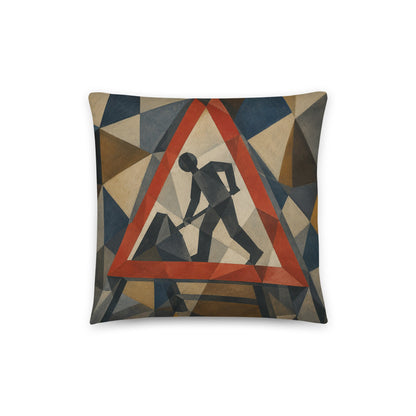 Cubist Men At Work cotton cushion cover - Perfect for Campervans - rubberchicken.studio