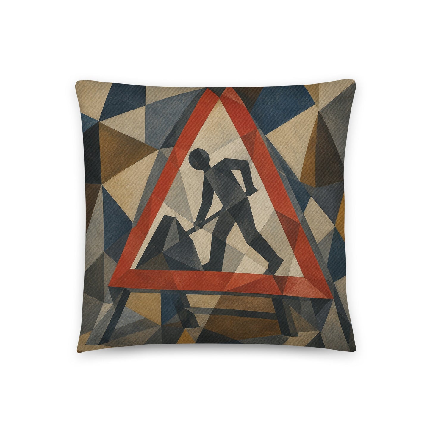 Cubist Men At Work cotton cushion cover - Perfect for Campervans - rubberchicken.studio