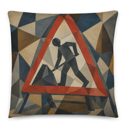 Cubist Men At Work cotton cushion cover - Perfect for Campervans - rubberchicken.studio