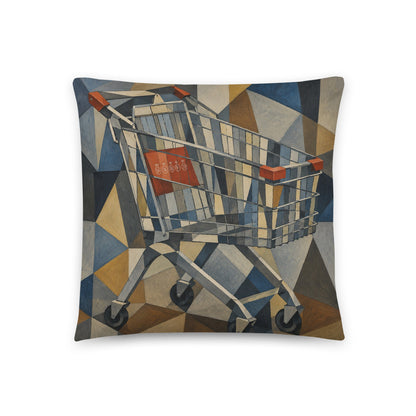 Cubist Shopping Trolley cotton cushion cover - Perfect for Campervans. - rubberchicken.studio