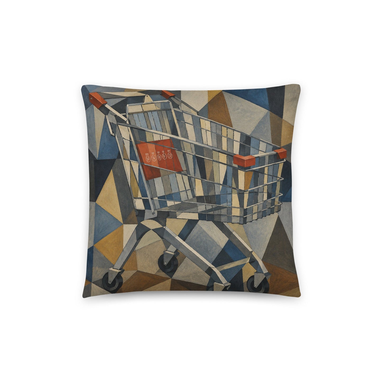 Cubist Shopping Trolley cotton cushion cover - Perfect for Campervans. - rubberchicken.studio