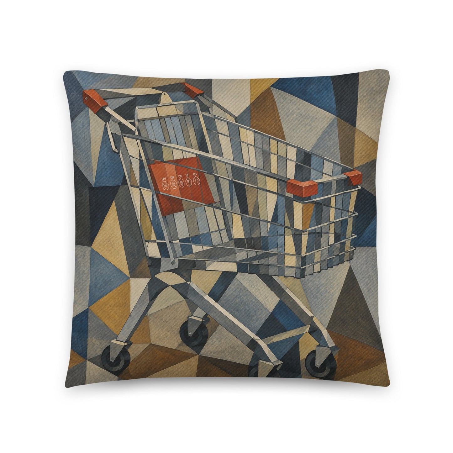 Cubist Shopping Trolley cotton cushion cover - Perfect for Campervans. - rubberchicken.studio