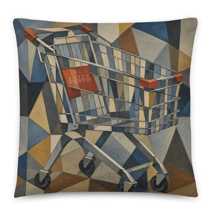 Cubist Shopping Trolley cotton cushion cover - Perfect for Campervans. - rubberchicken.studio