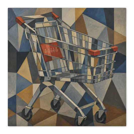 Cubist Shopping Trolley cotton throw cushion cover - rubberchicken.studio