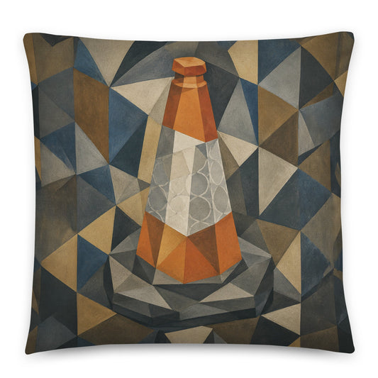 Cubist Traffic Cone cotton cushion cover - Perfect for Campervans - rubberchicken.studio