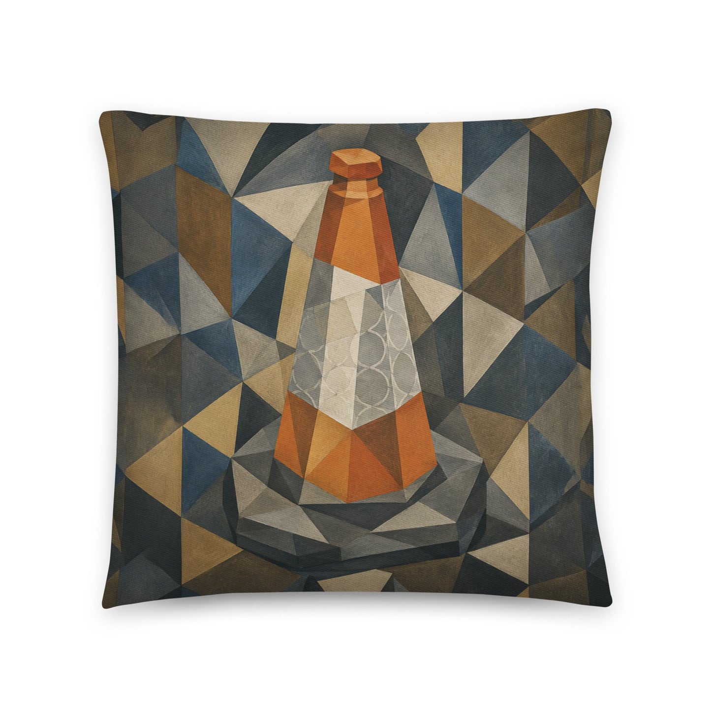 Cubist Traffic Cone cotton cushion cover - Perfect for Campervans - rubberchicken.studio