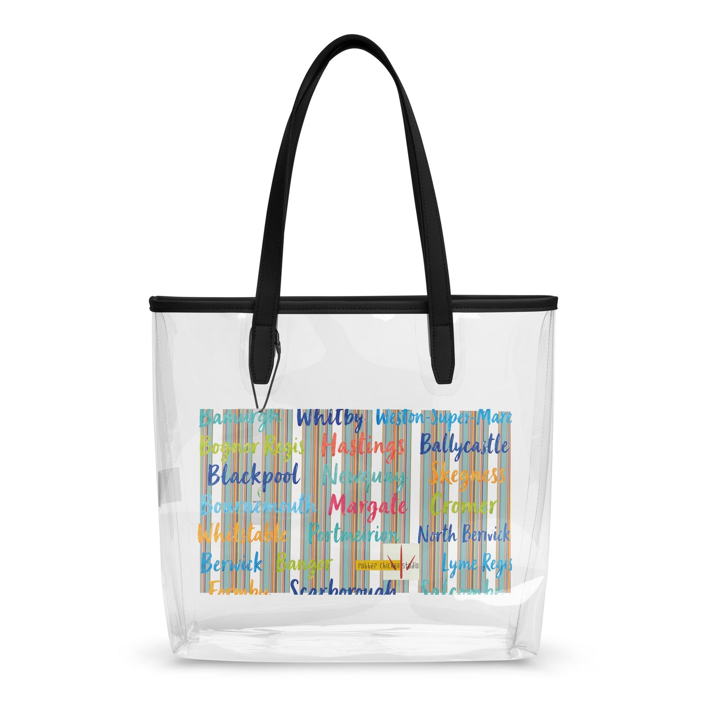 Deckchair Pattern and Seaside Towns clear tote bag - rubberchicken.studio