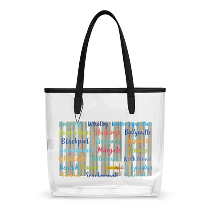 Deckchair Pattern and Seaside Towns clear tote bag - rubberchicken.studio