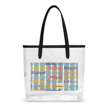 Deckchair Pattern and Seaside Towns clear tote bag - rubberchicken.studio