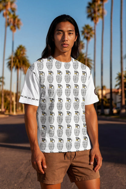 Disco Multi Grenades Oversized Cotton T-Shirt. - rubberchicken.studio
