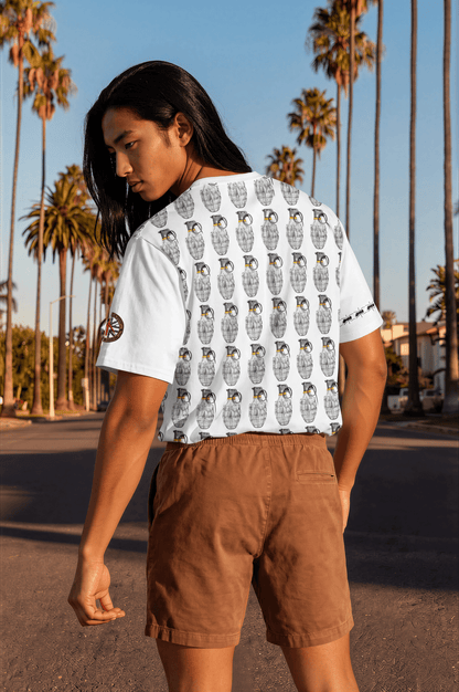 Disco Multi Grenades Oversized Cotton T-Shirt. - rubberchicken.studio