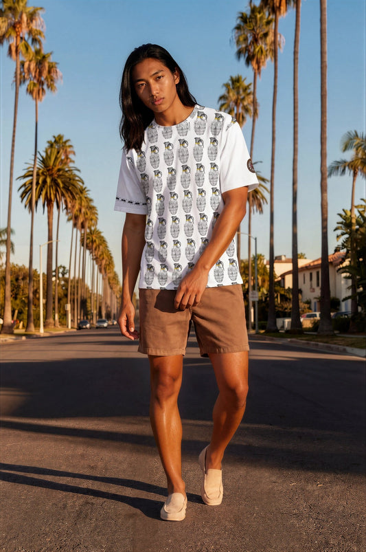 Disco Multi Grenades Oversized Cotton T-Shirt. - rubberchicken.studio