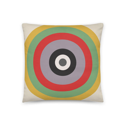 French - Muted greys, olive greens and bold reds cotton cushion cover - rubberchicken.studio