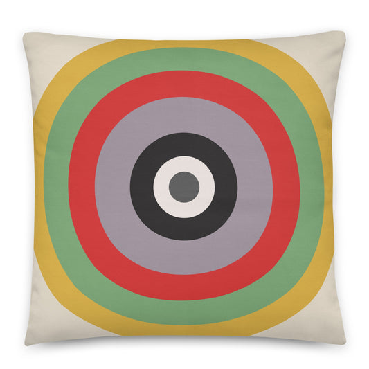French - Muted greys, olive greens and bold reds cotton cushion cover - rubberchicken.studio