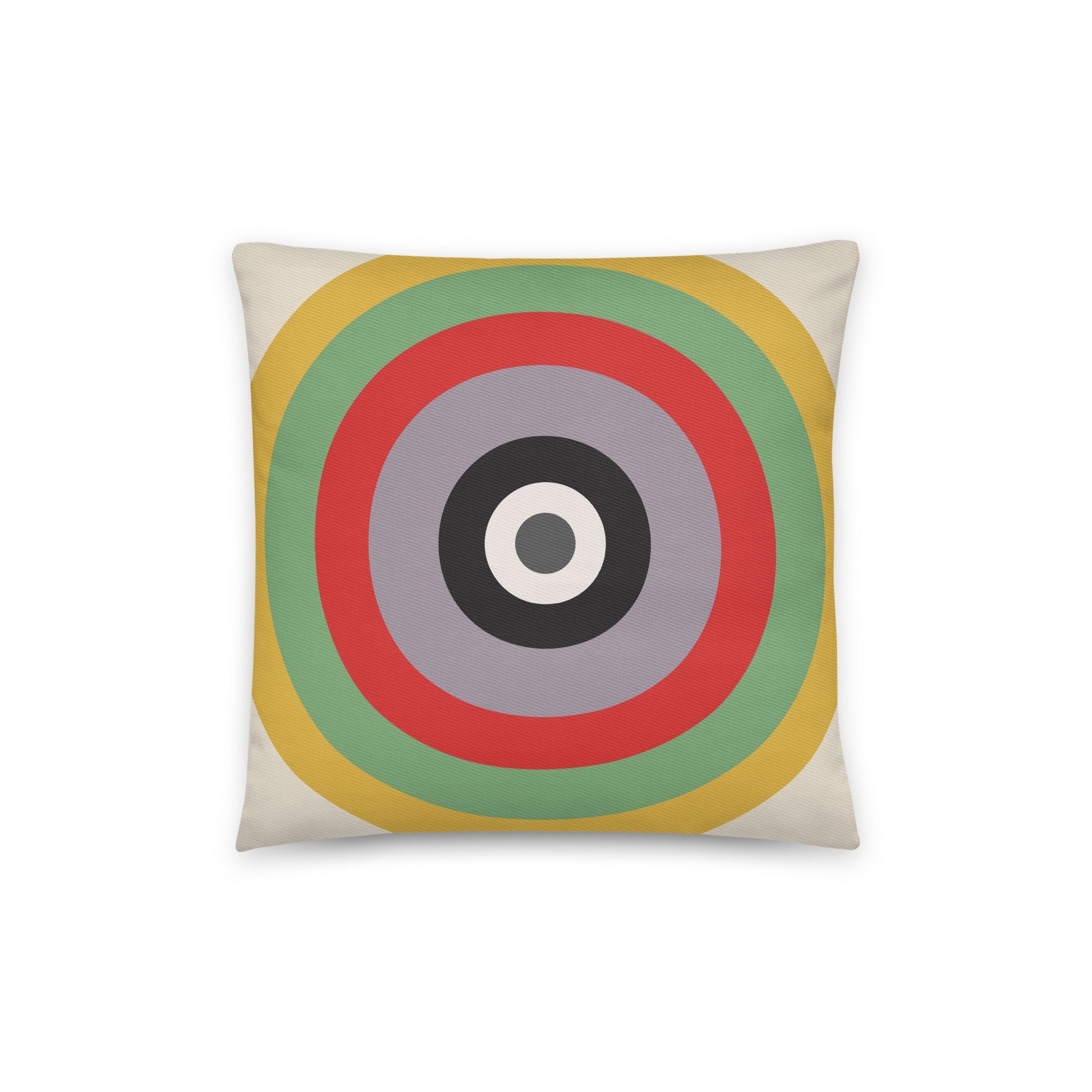 French - Muted greys, olive greens and bold reds cotton cushion cover - rubberchicken.studio