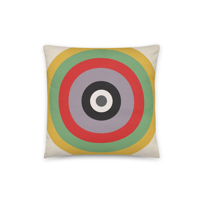 French - Muted greys, olive greens and bold reds cotton cushion cover - rubberchicken.studio