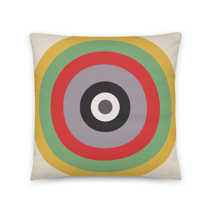 French - Muted greys, olive greens and bold reds cotton cushion cover - rubberchicken.studio