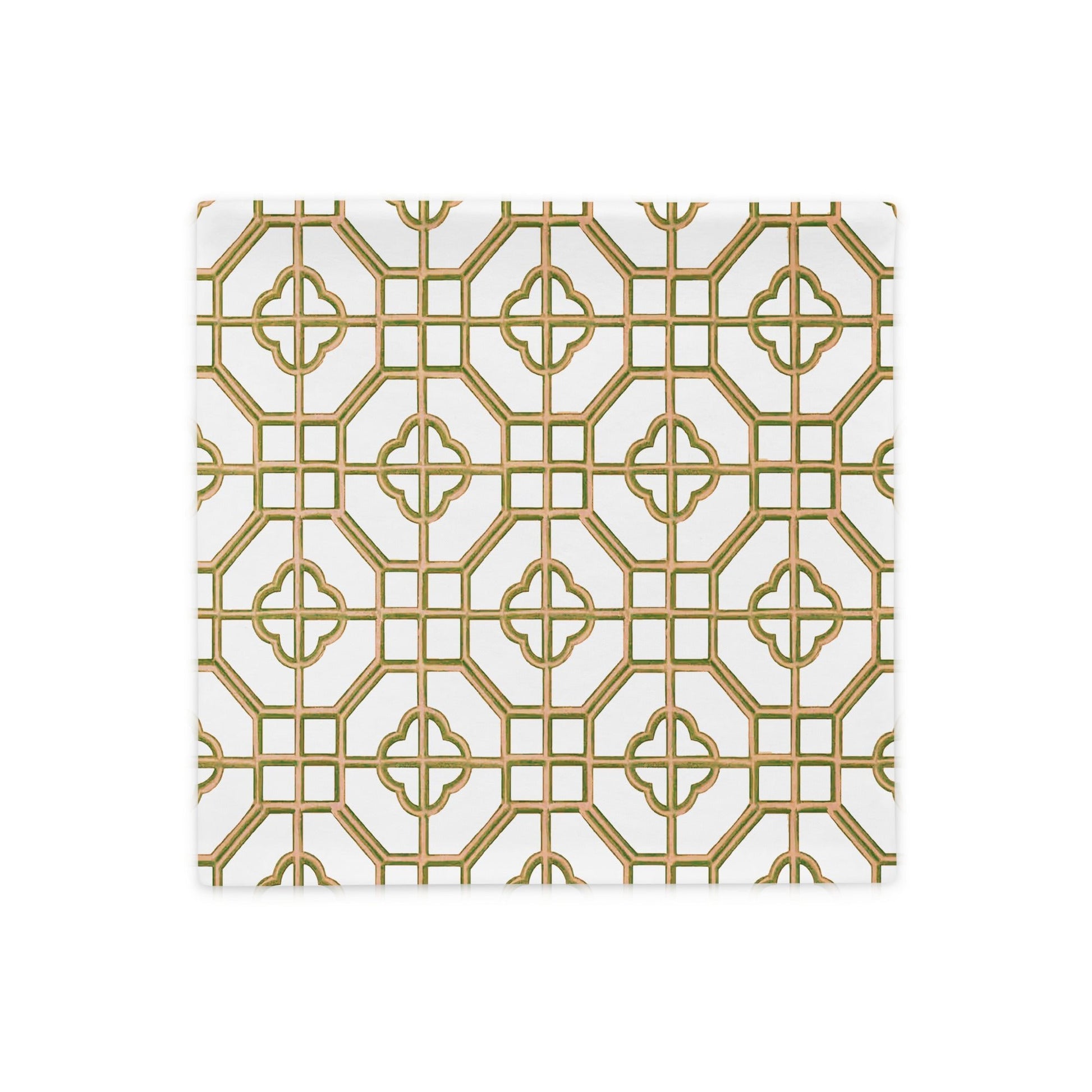 Golden Jade Oriental Trellis throw cushion cover - rubberchicken.studio