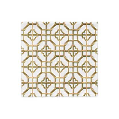 Golden Jade Oriental Trellis throw cushion cover - rubberchicken.studio