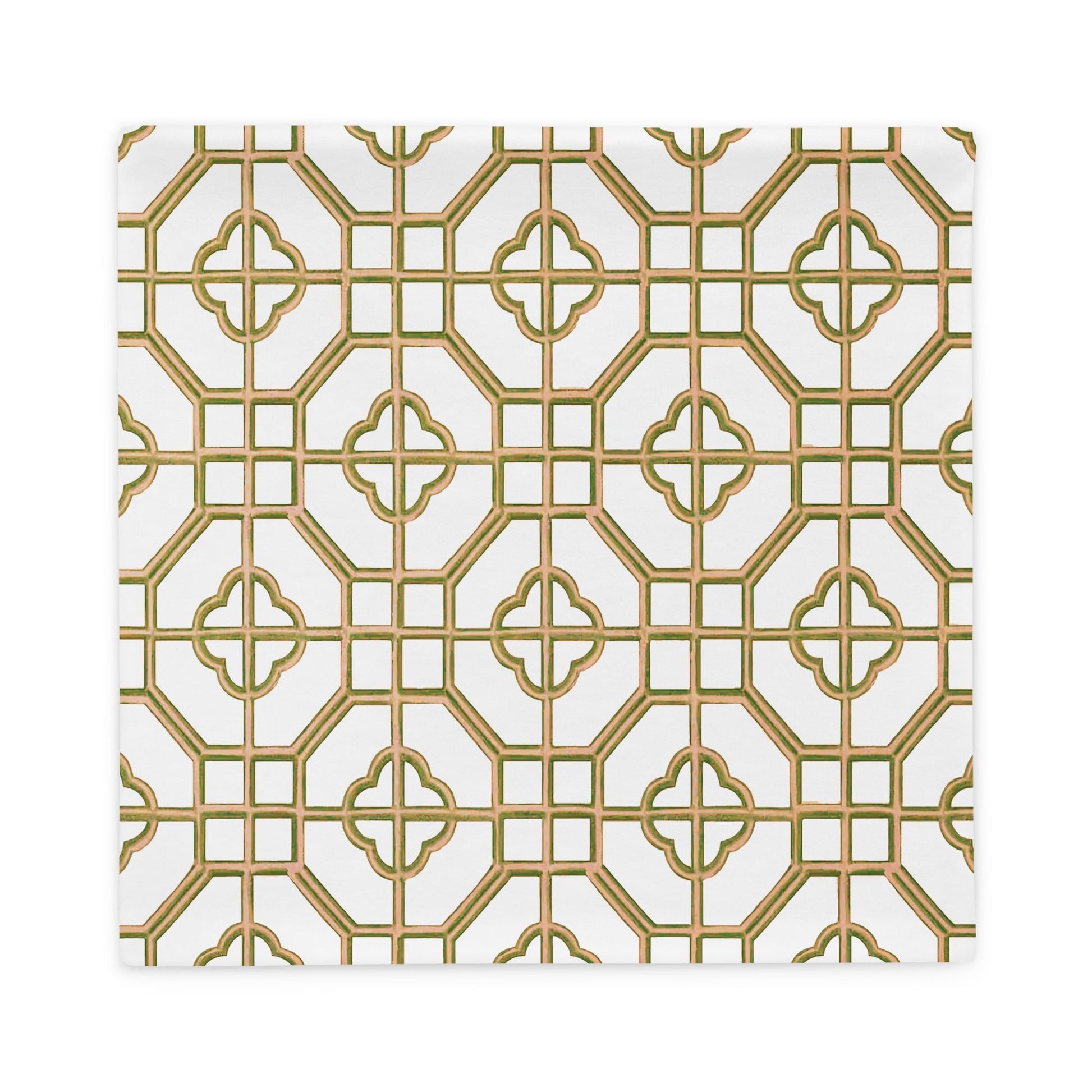 Golden Jade Oriental Trellis throw cushion cover - rubberchicken.studio