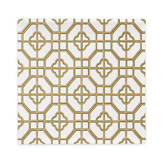 Golden Jade Oriental Trellis throw cushion cover - rubberchicken.studio