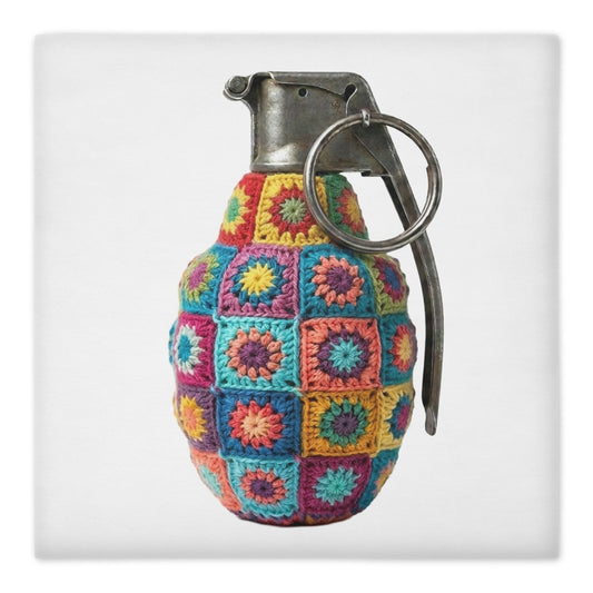 Granny Squares Grenade cotton throw cushion cover - rubberchicken.studio