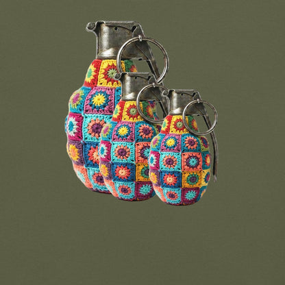 Granny Squares Grenades Trio T-Shirt - rubberchicken.studio