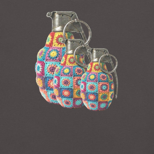 Granny Squares Grenades Trio T-Shirt - rubberchicken.studio