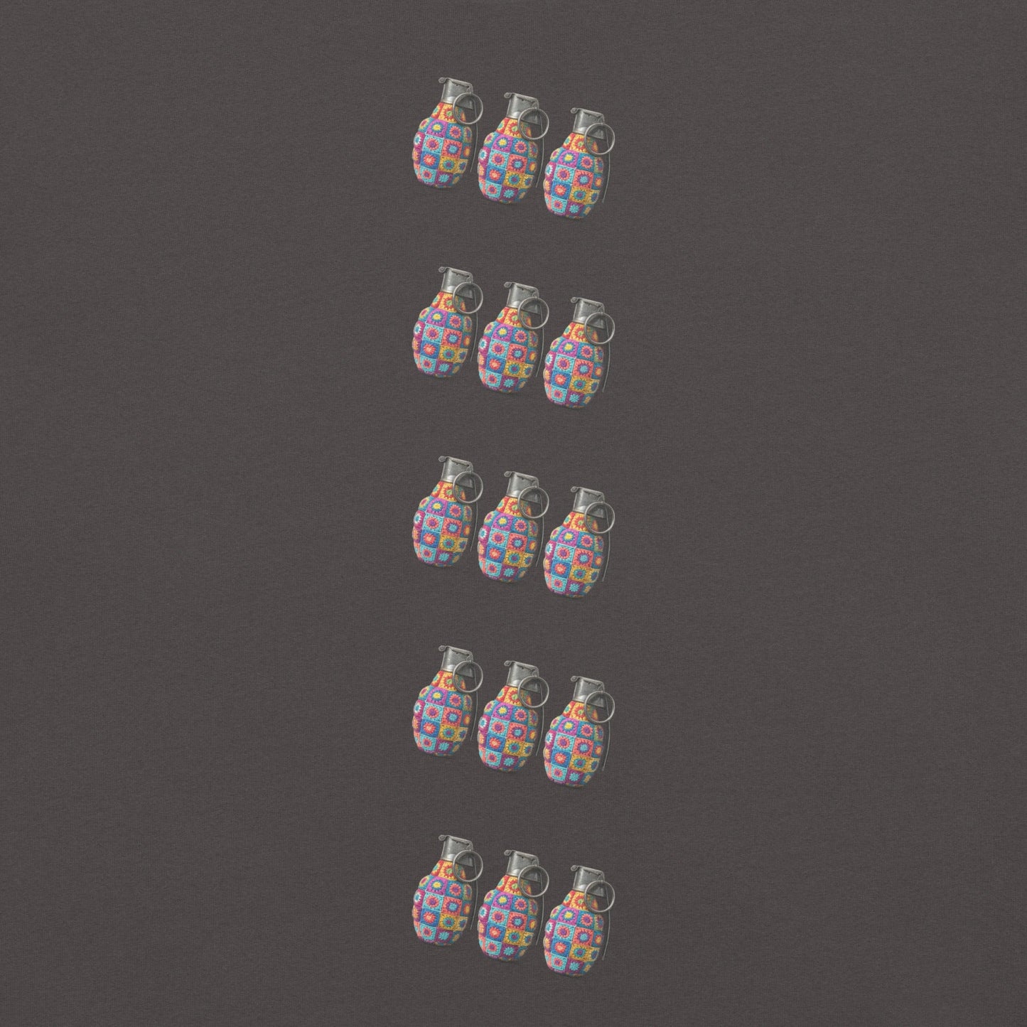 Granny Squares Grenades Trio T-Shirt - rubberchicken.studio