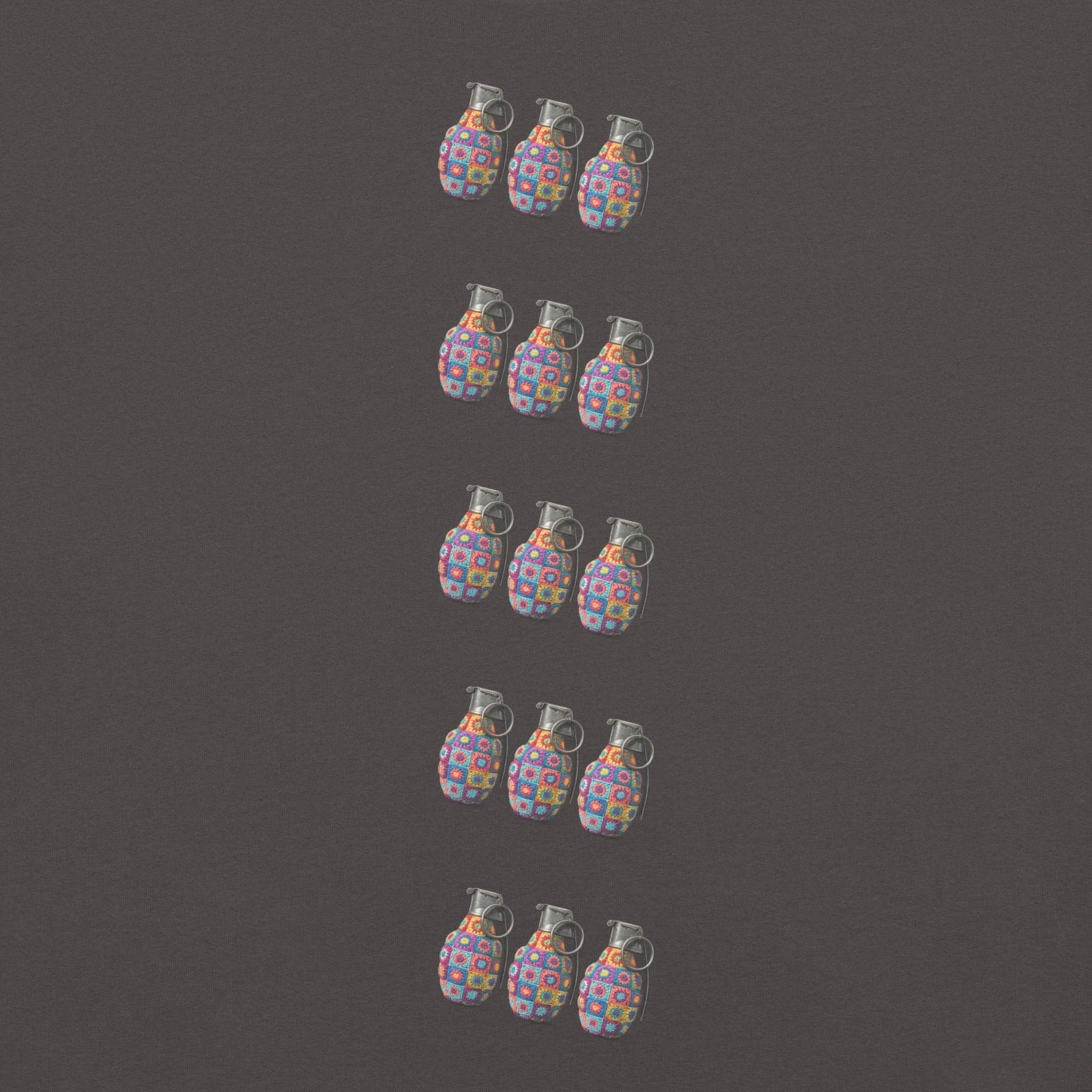 Granny Squares Grenades Trio T-Shirt - rubberchicken.studio